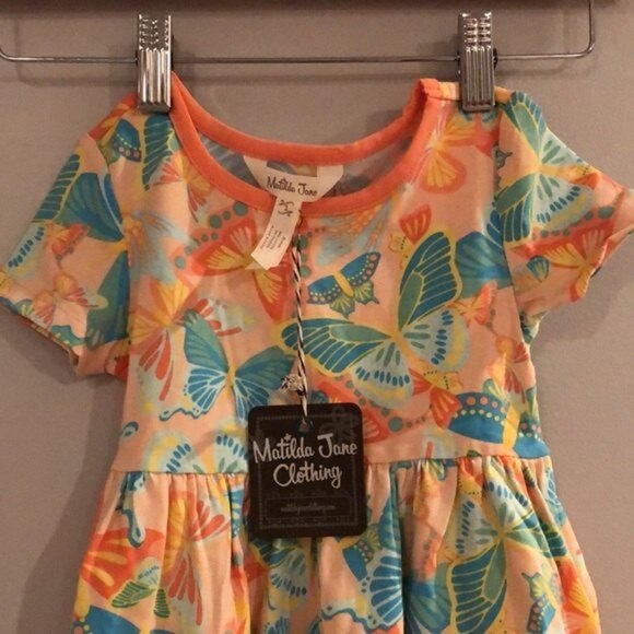 NWT Matilda Jane Dress Short Sleeve Girls Size 2 Butterflies Pockets Stretchy - Picture 4 of 10